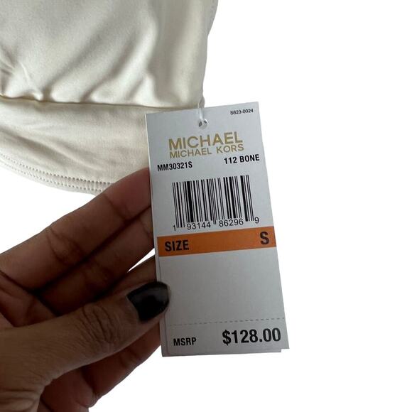 Michael Kors Women's Halter Top Grommet-Detail Bikini Set In Bone SZ S New - Picture 6 of 10